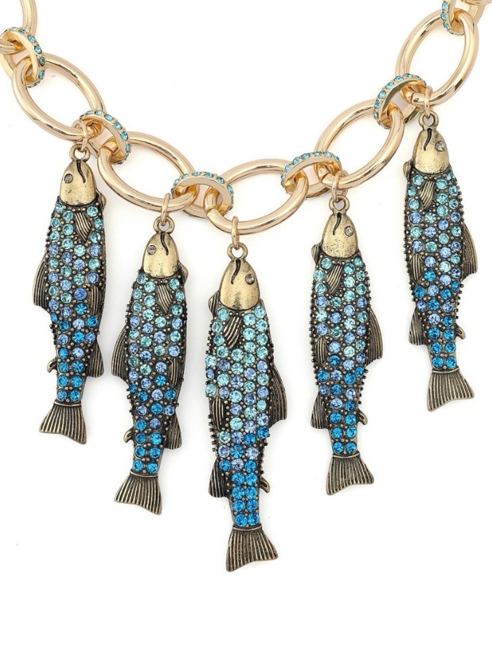 New Betsey Johnson Mermaid Jewels Fish Charm Bib Necklace